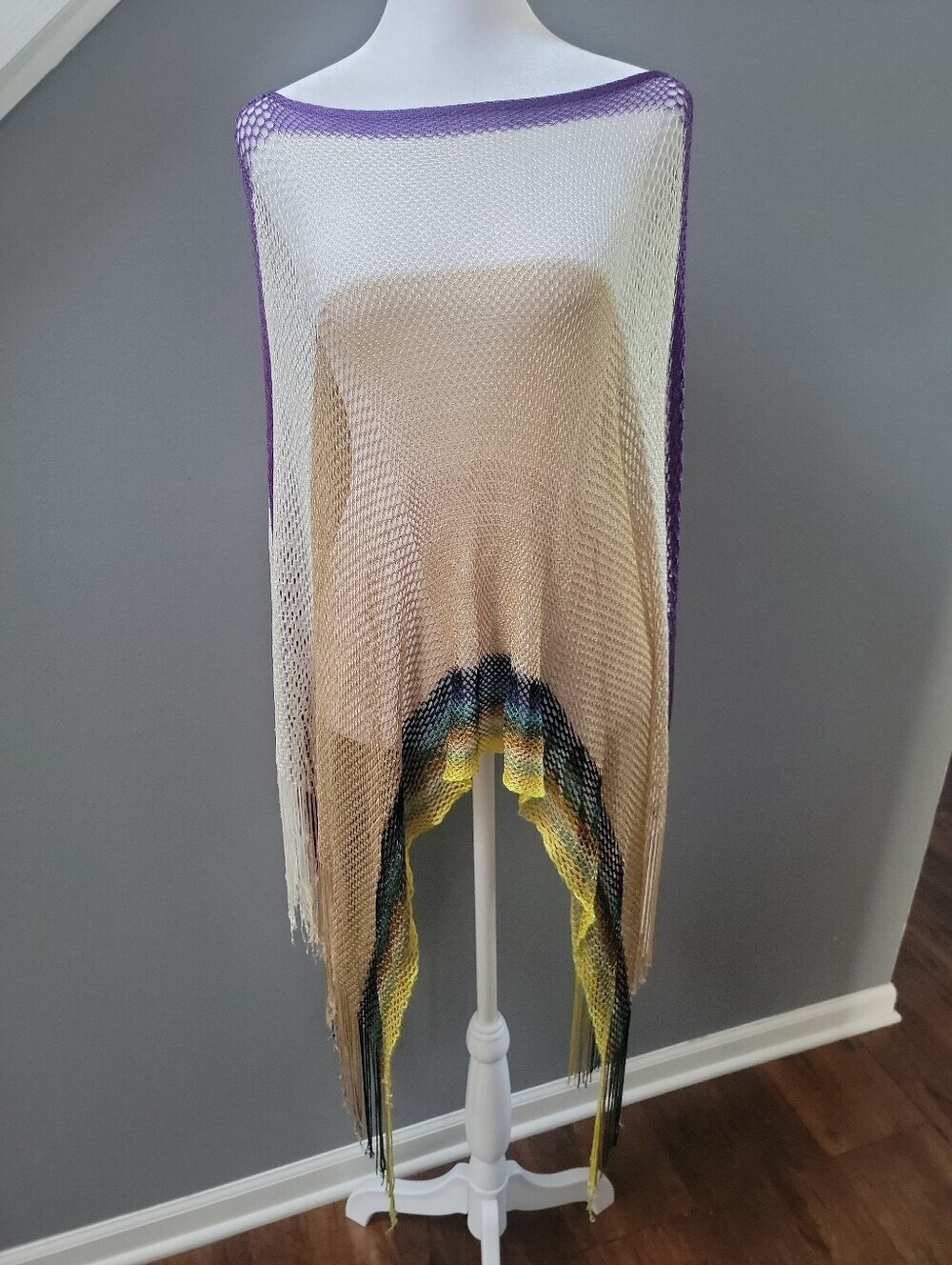Missoni Women's Multicolor Fringe Hem Poncho One Size Made In Italy